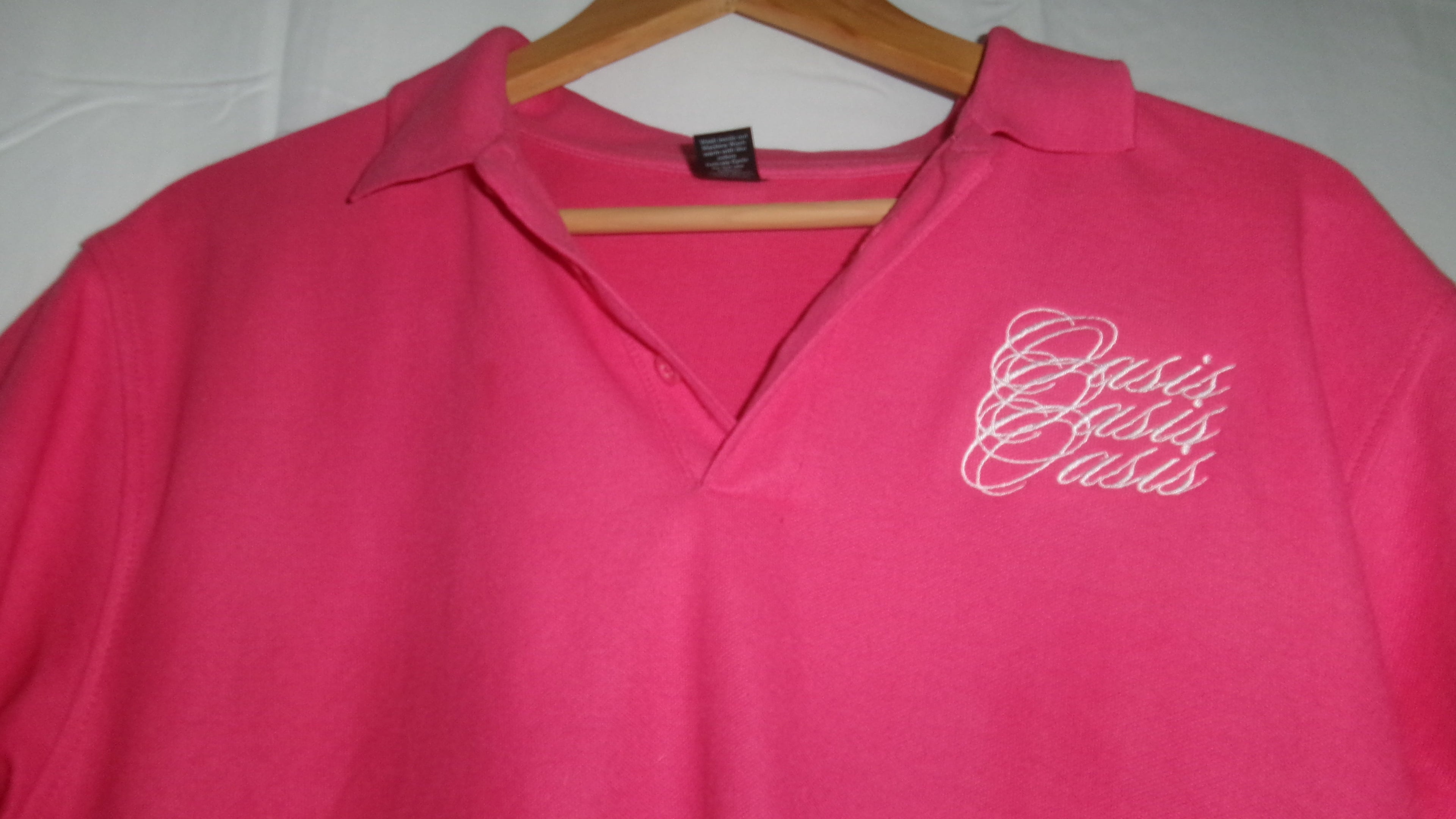 Oasis Embroidered Pink Polo/Dress Shirt